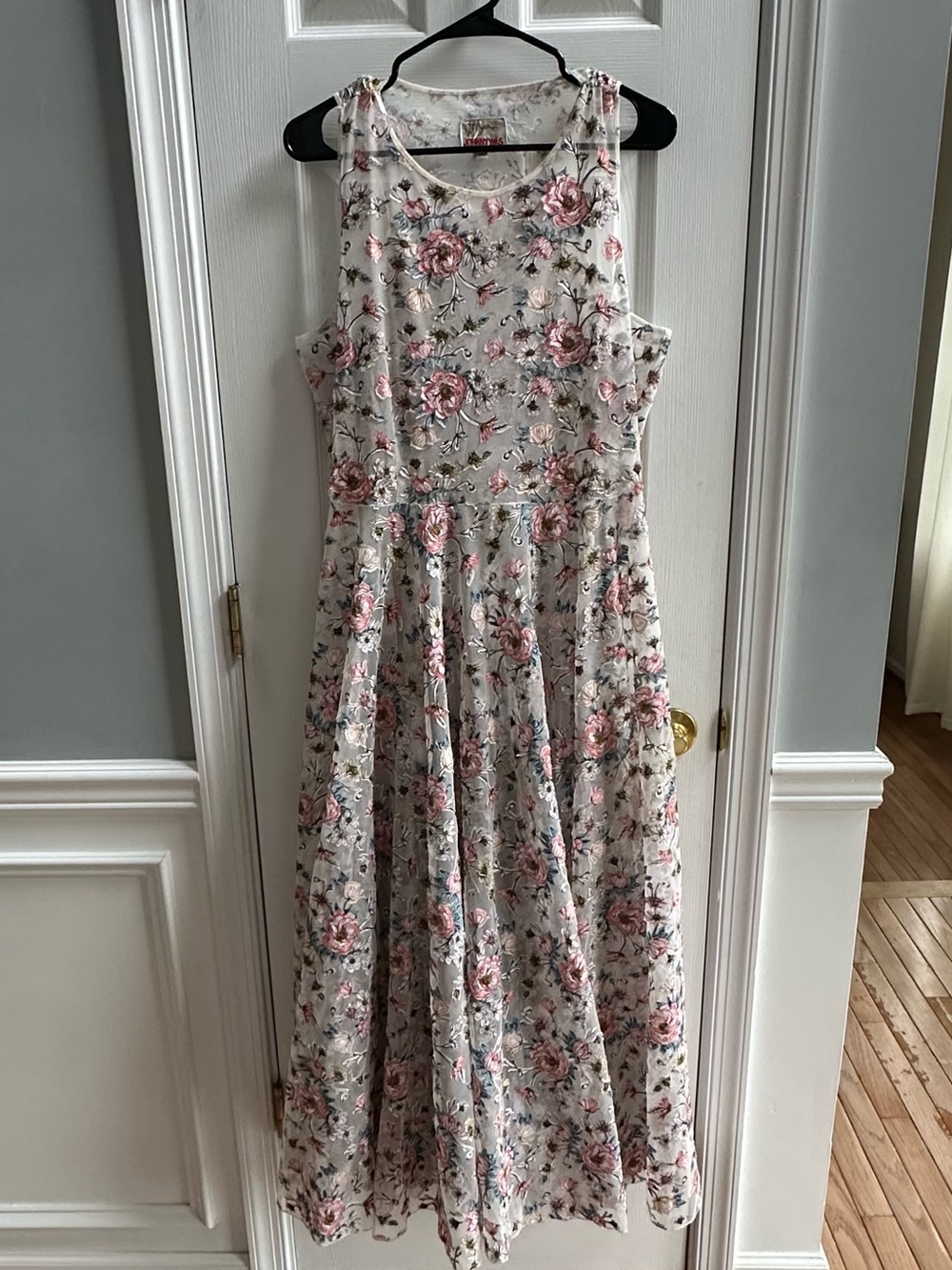 Johnny Was Biya Sheer Floral Embroidered Maxi Dress